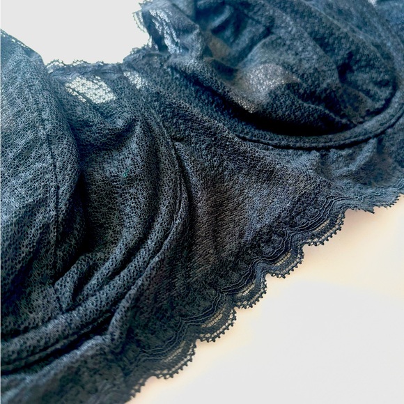 🌲 Auden Unlined Mesh Scallop Lace Trim Black For Love & Lemons Inspo 36C NWT - Picture 2 of 5